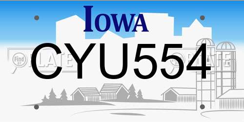 CYU554 Iowa License Plate