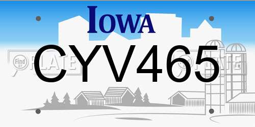 CYV465 Iowa License Plate