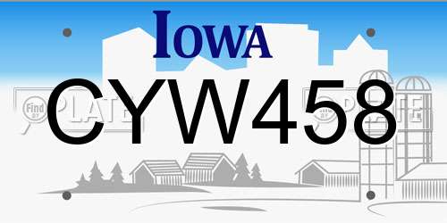 CYW458 Iowa License Plate