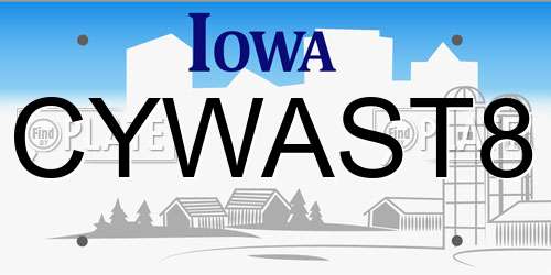 CYWAST8 Iowa License Plate