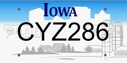 CYZ286 Iowa License Plate
