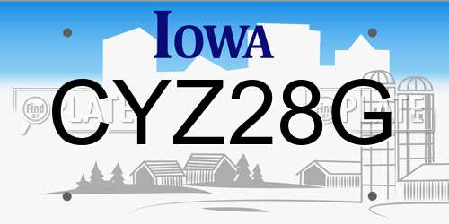 CYZ28G Iowa License Plate