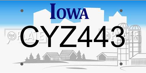 CYZ443 Iowa License Plate