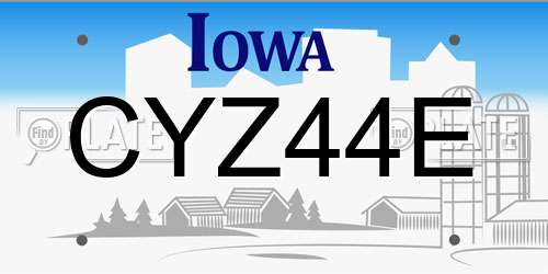 CYZ44E Iowa License Plate
