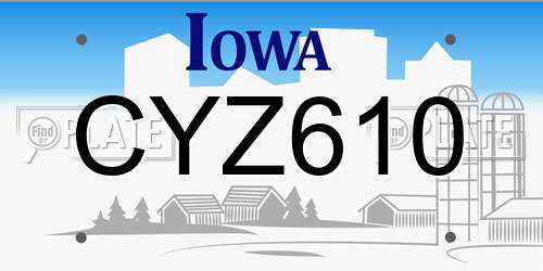 CYZ610 Iowa License Plate