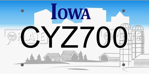 CYZ700 Iowa License Plate