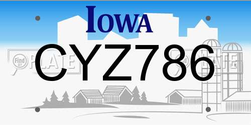 CYZ786 Iowa License Plate