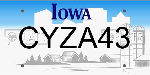 CYZA43 Iowa License Plate