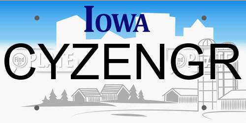 CYZENGR Iowa License Plate