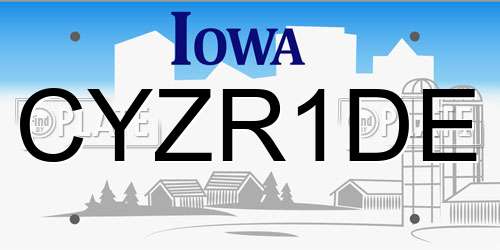 CYZR1DE Iowa License Plate