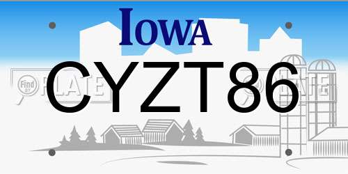 CYZT86 Iowa License Plate