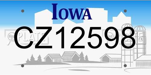 CZ12598 Iowa License Plate