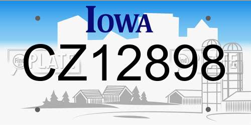 CZ12898 Iowa License Plate