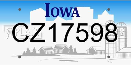 CZ17598 Iowa License Plate