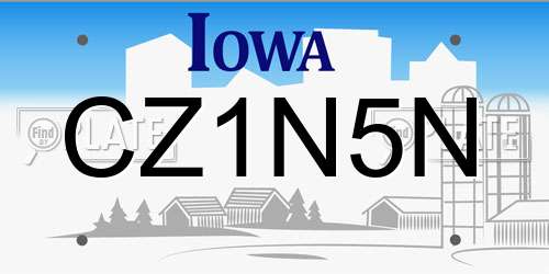 CZ1N5N Iowa License Plate