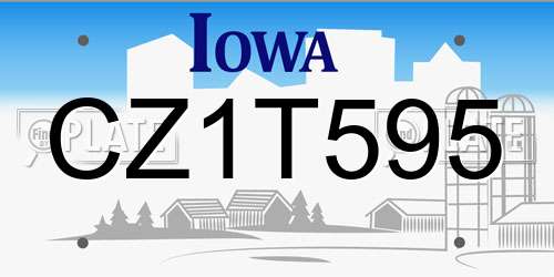 CZ1T595 Iowa License Plate