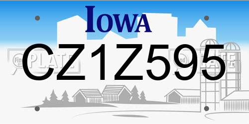 CZ1Z595 Iowa License Plate