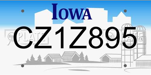 CZ1Z895 Iowa License Plate