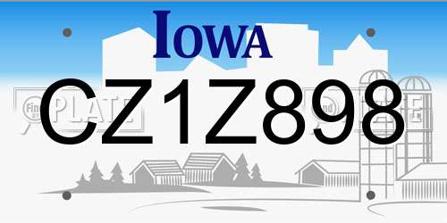 CZ1Z898 Iowa License Plate