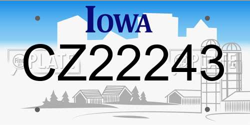 CZ22243 Iowa License Plate