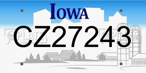 CZ27243 Iowa License Plate