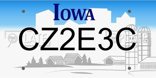 CZ2E3C Iowa License Plate