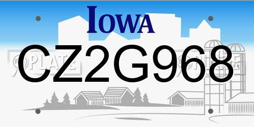 CZ2G968 Iowa License Plate