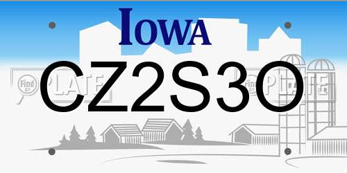 CZ2S3O Iowa License Plate