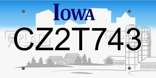 CZ2T743 Iowa License Plate