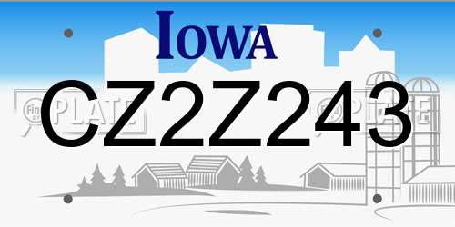 CZ2Z243 Iowa License Plate