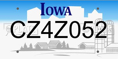 CZ4Z052 Iowa License Plate