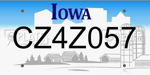 CZ4Z057 Iowa License Plate