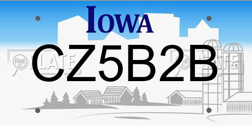 CZ5B2B Iowa License Plate