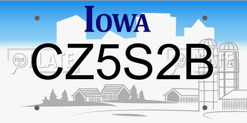 CZ5S2B Iowa License Plate
