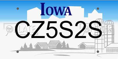CZ5S2S Iowa License Plate