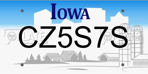 CZ5S7S Iowa License Plate