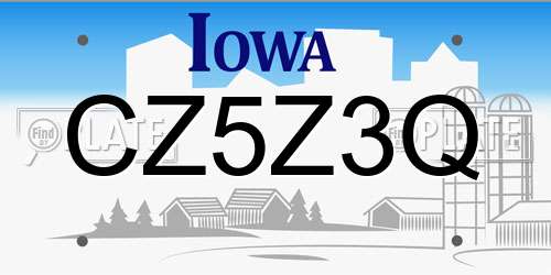 CZ5Z3Q Iowa License Plate