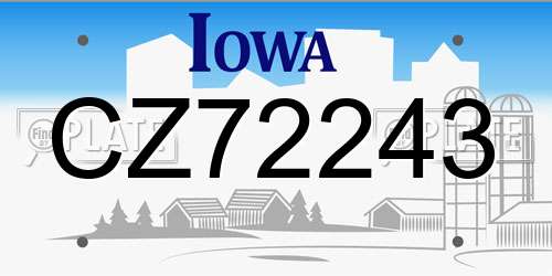 CZ72243 Iowa License Plate