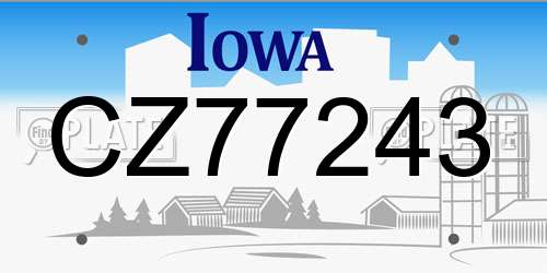 CZ77243 Iowa License Plate