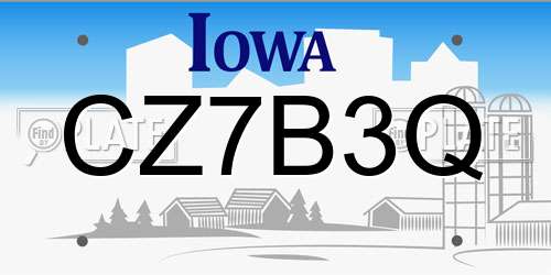 CZ7B3Q Iowa License Plate