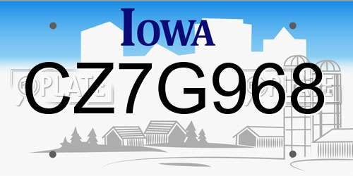 CZ7G968 Iowa License Plate