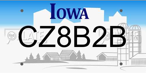 CZ8B2B Iowa License Plate