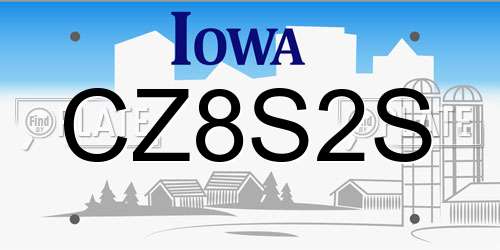CZ8S2S Iowa License Plate