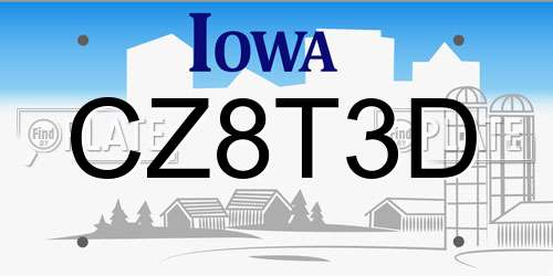 CZ8T3D Iowa License Plate
