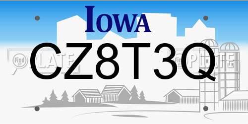 CZ8T3Q Iowa License Plate