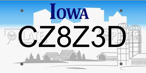 CZ8Z3D Iowa License Plate
