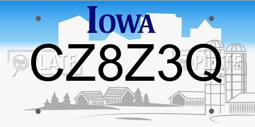 CZ8Z3Q Iowa License Plate