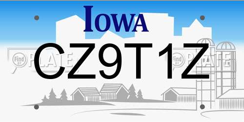 CZ9T1Z Iowa License Plate