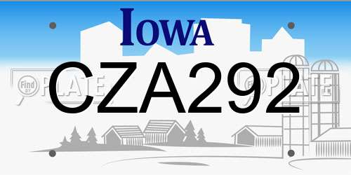 CZA292 Iowa License Plate