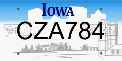 CZA784 Iowa License Plate